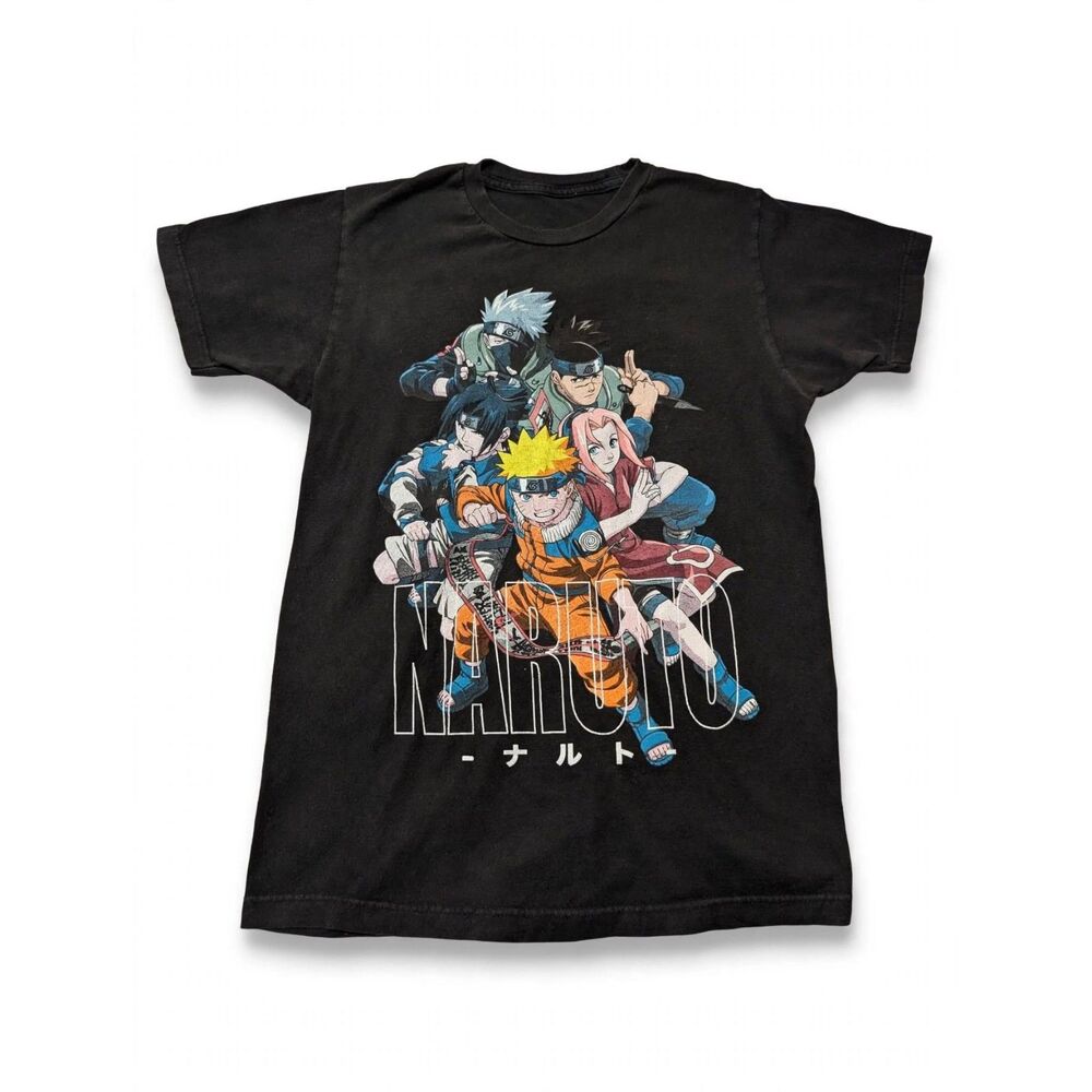 Vintage Style Naruto Team 7 Graphic Tee Y2K Anime Manga Kakashi Shirt M